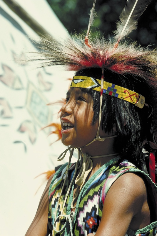 Young Native child wearing traditional clothing
