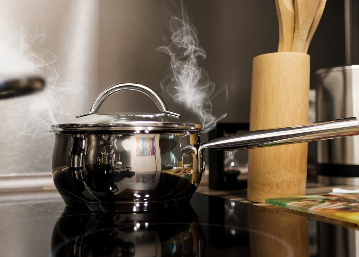 pot steaming on stove