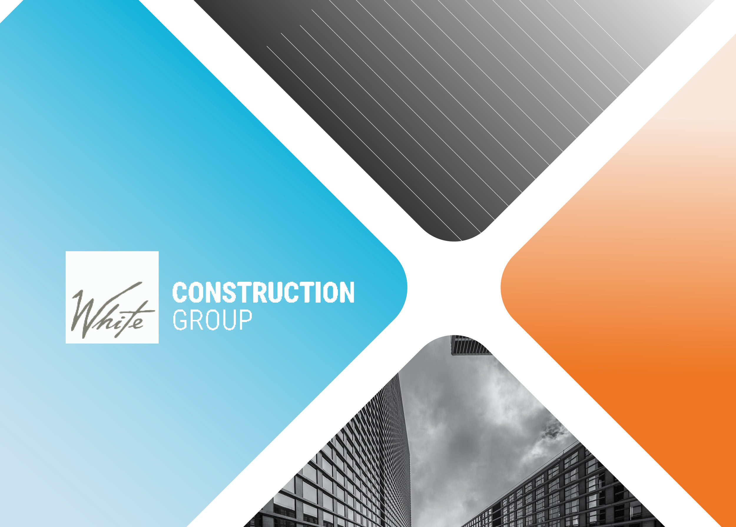 White Construction Group logo over colorful shapes