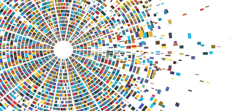 data visual multi color circle pattern that highlights each data occurrence