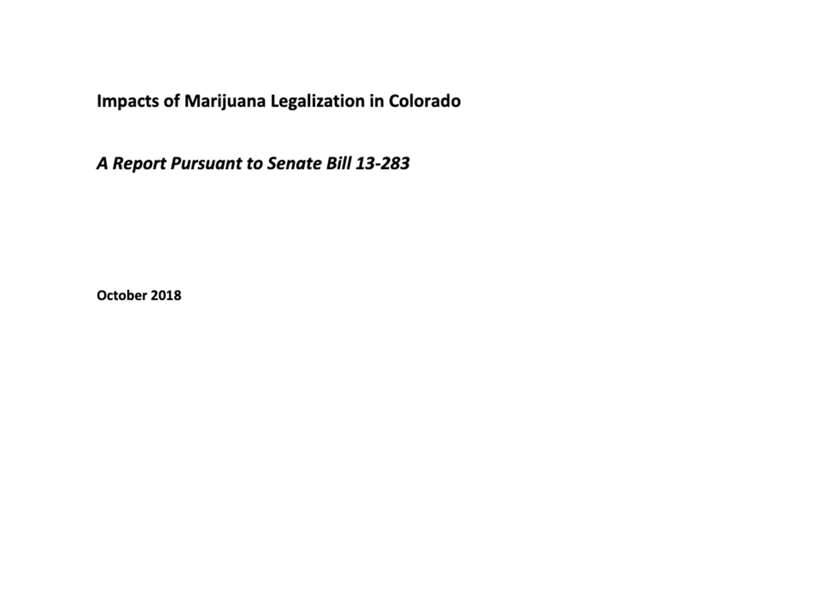 cover of the impacts of marijuana legalization report