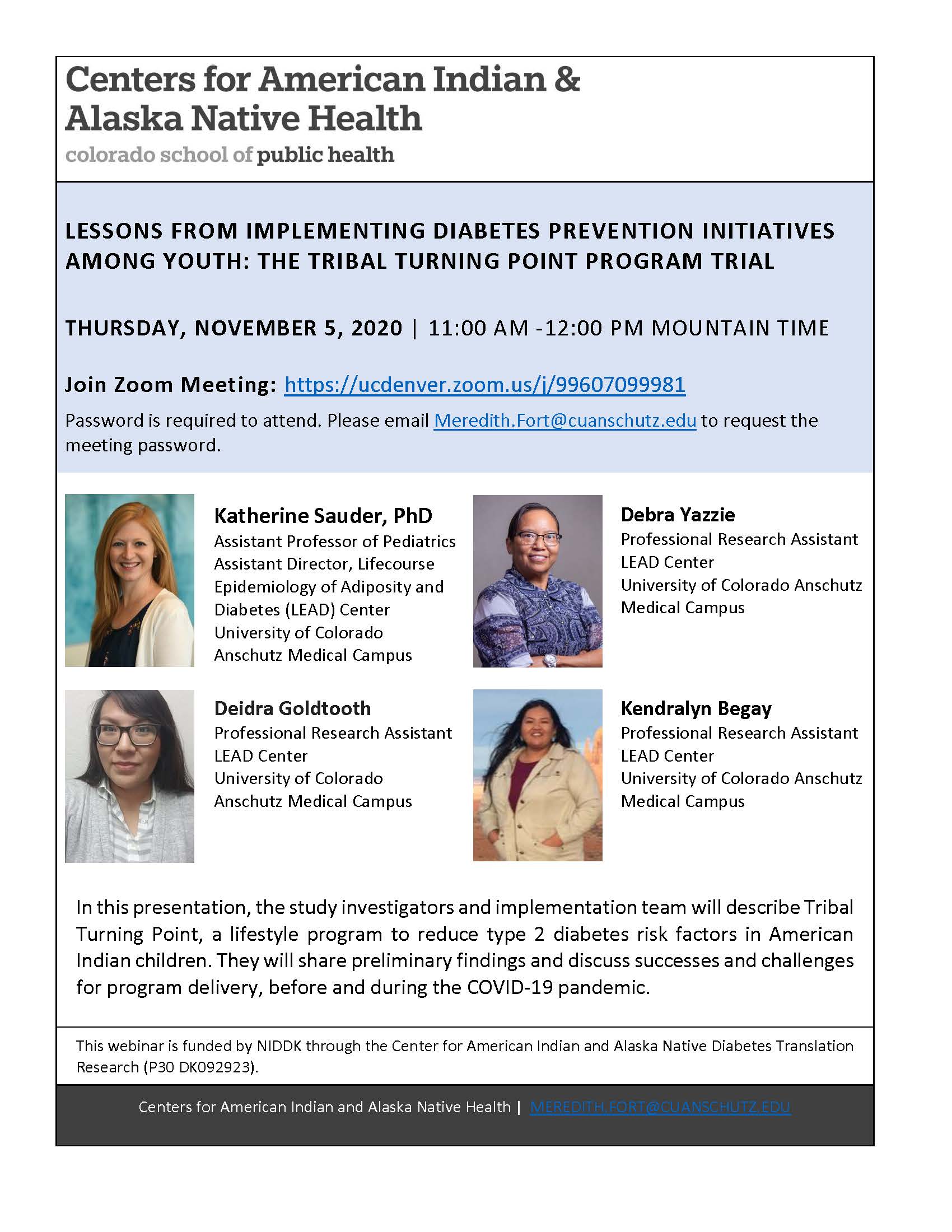 Flyer for CDTR Webinar about the Costs of Treating Diabetes on Dec. 10, 2020