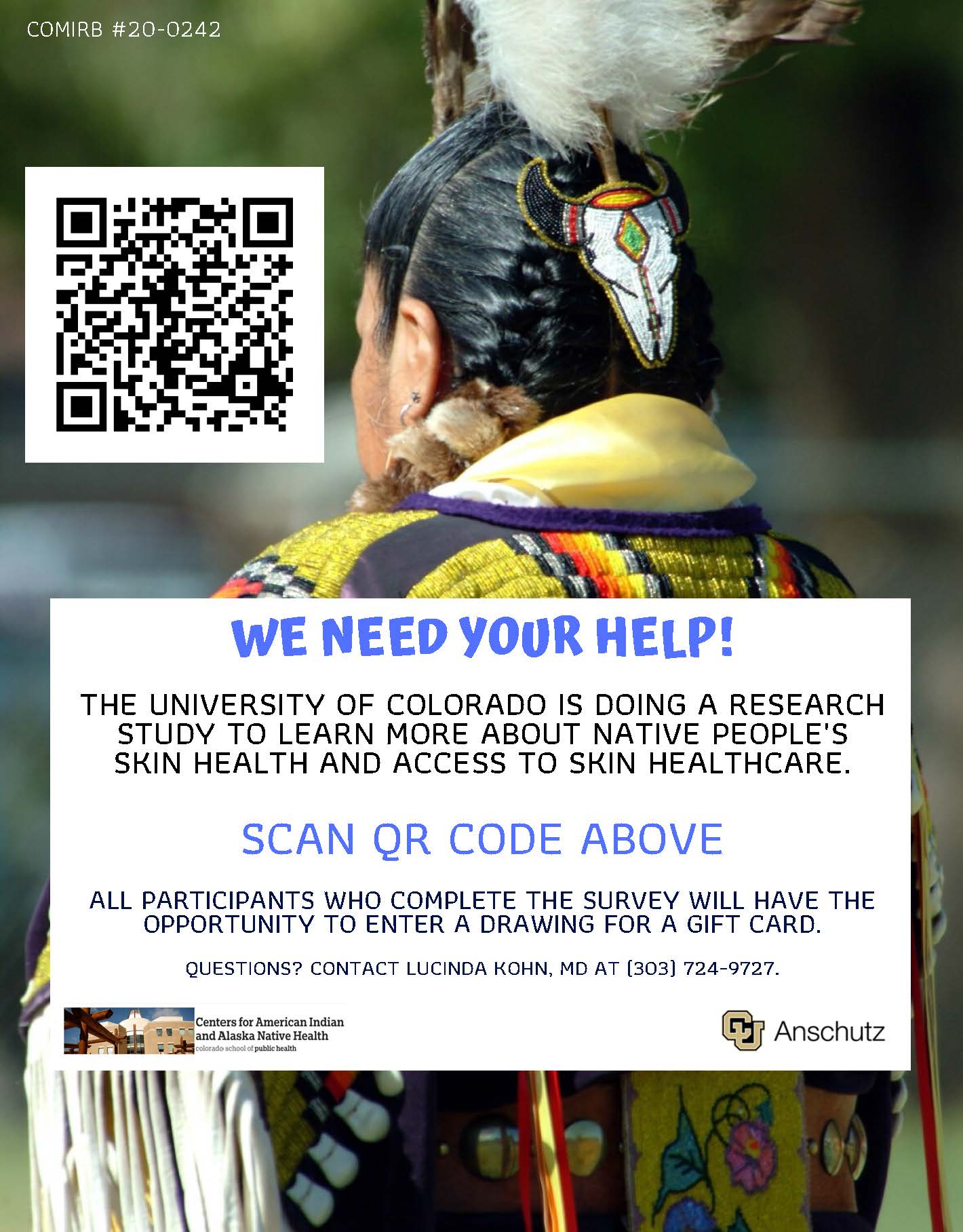 Screenshot of flyer advertising the University of Colorado research study on Native skin health