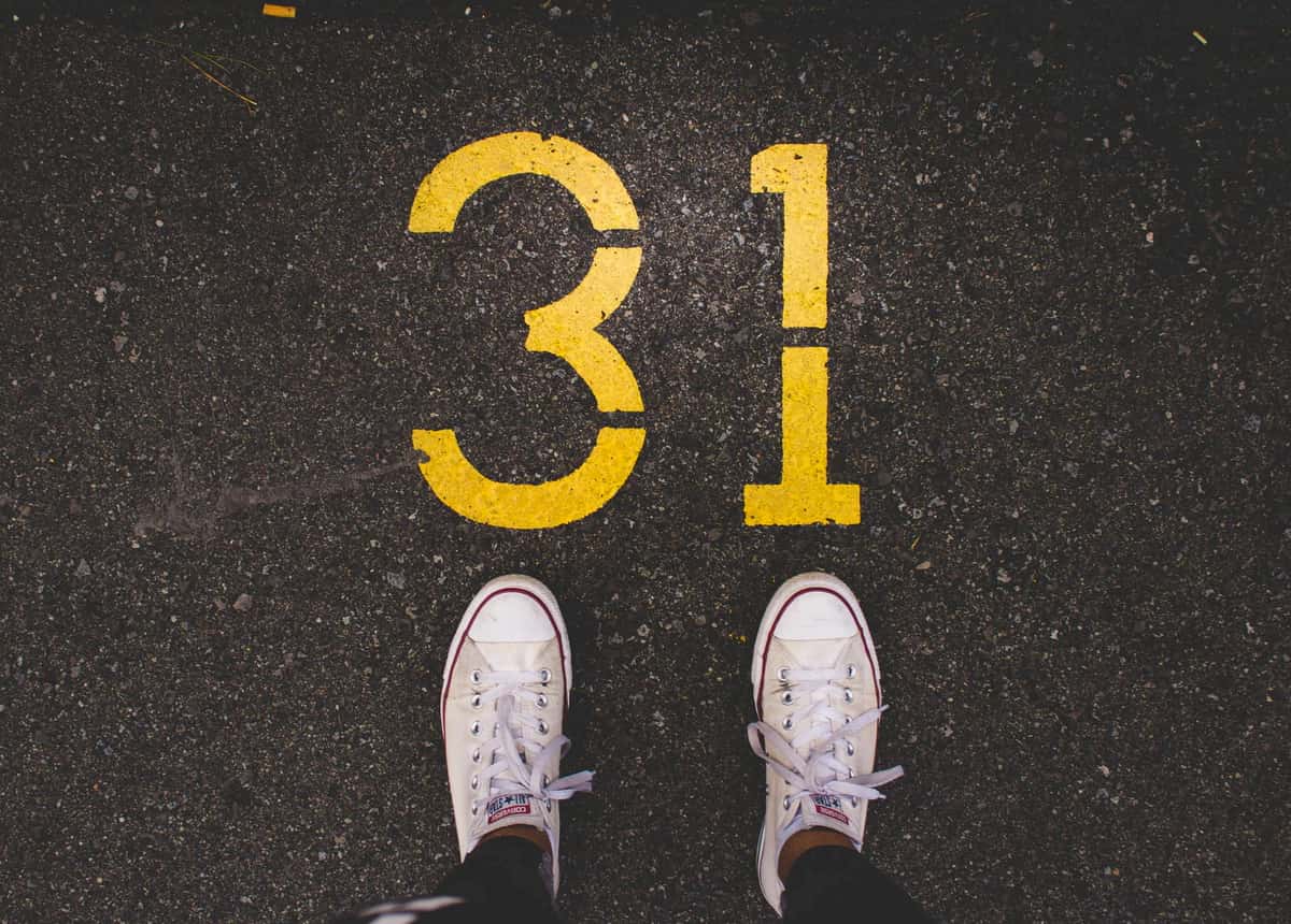 "31" painted on ground