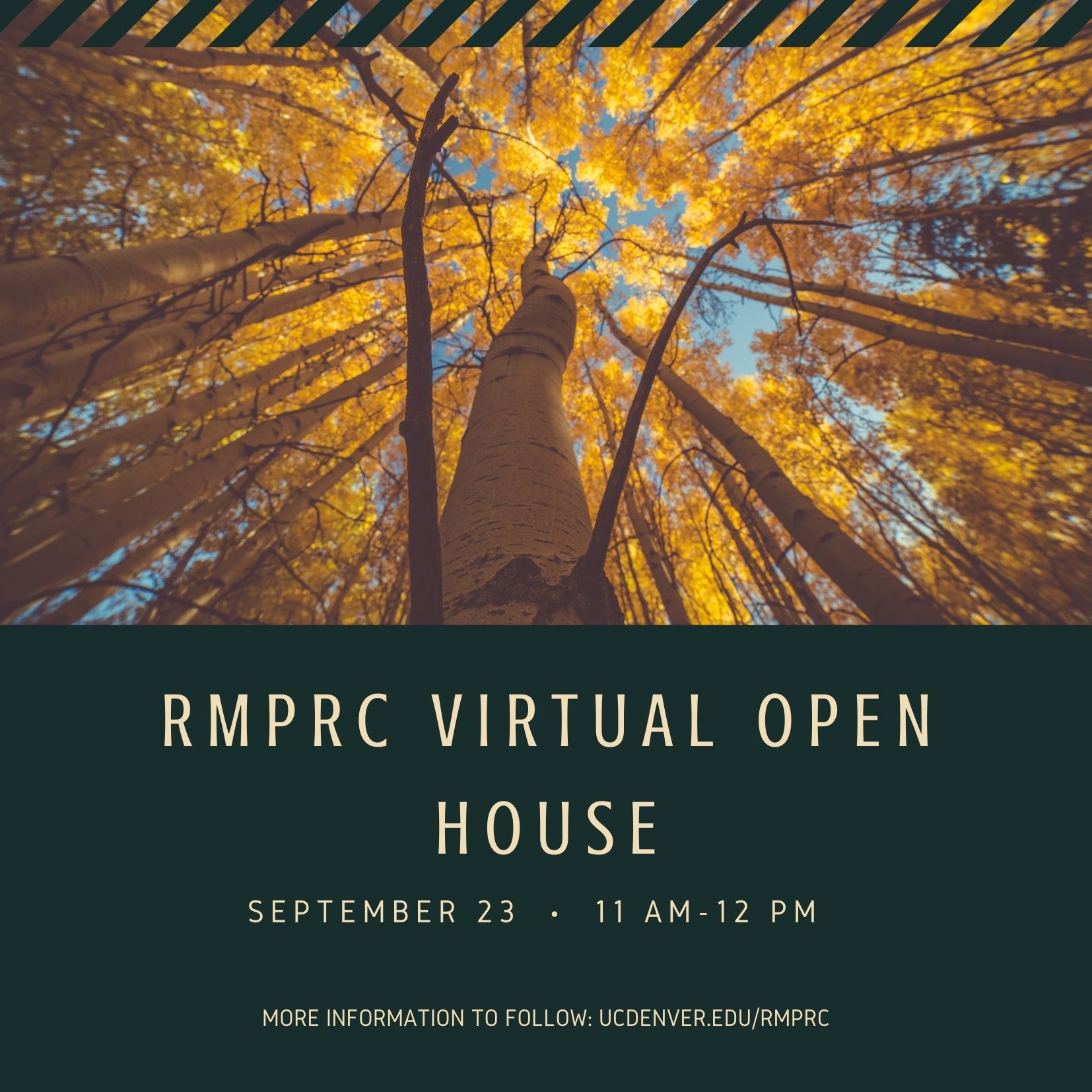 RMPRC Open House Invitation, aspen trees in the fall 