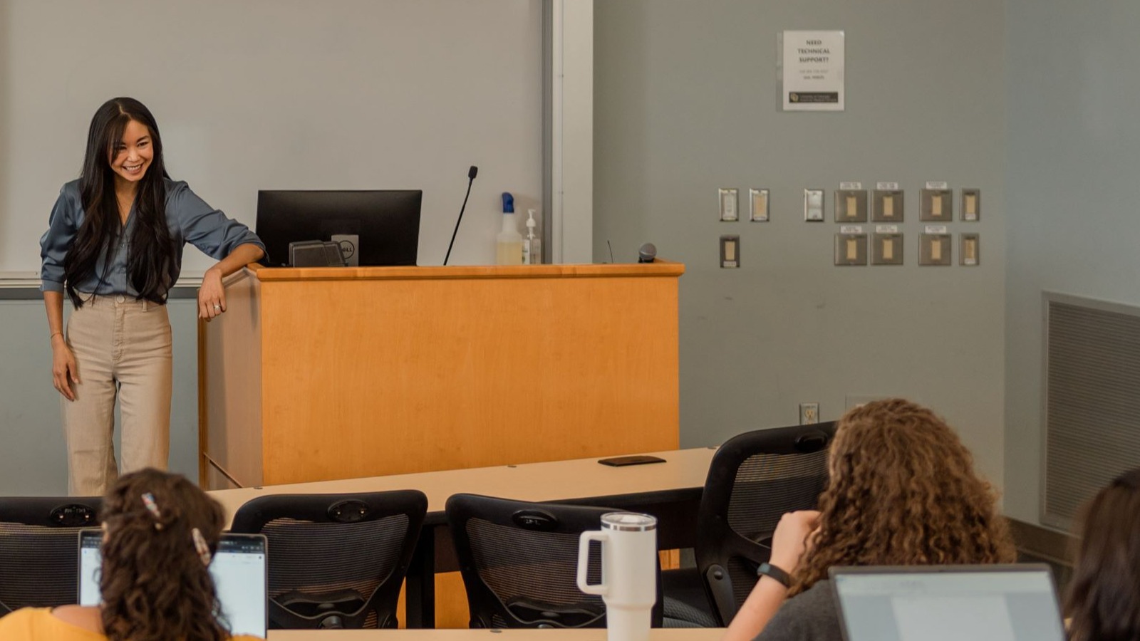 professor teaching a class of students