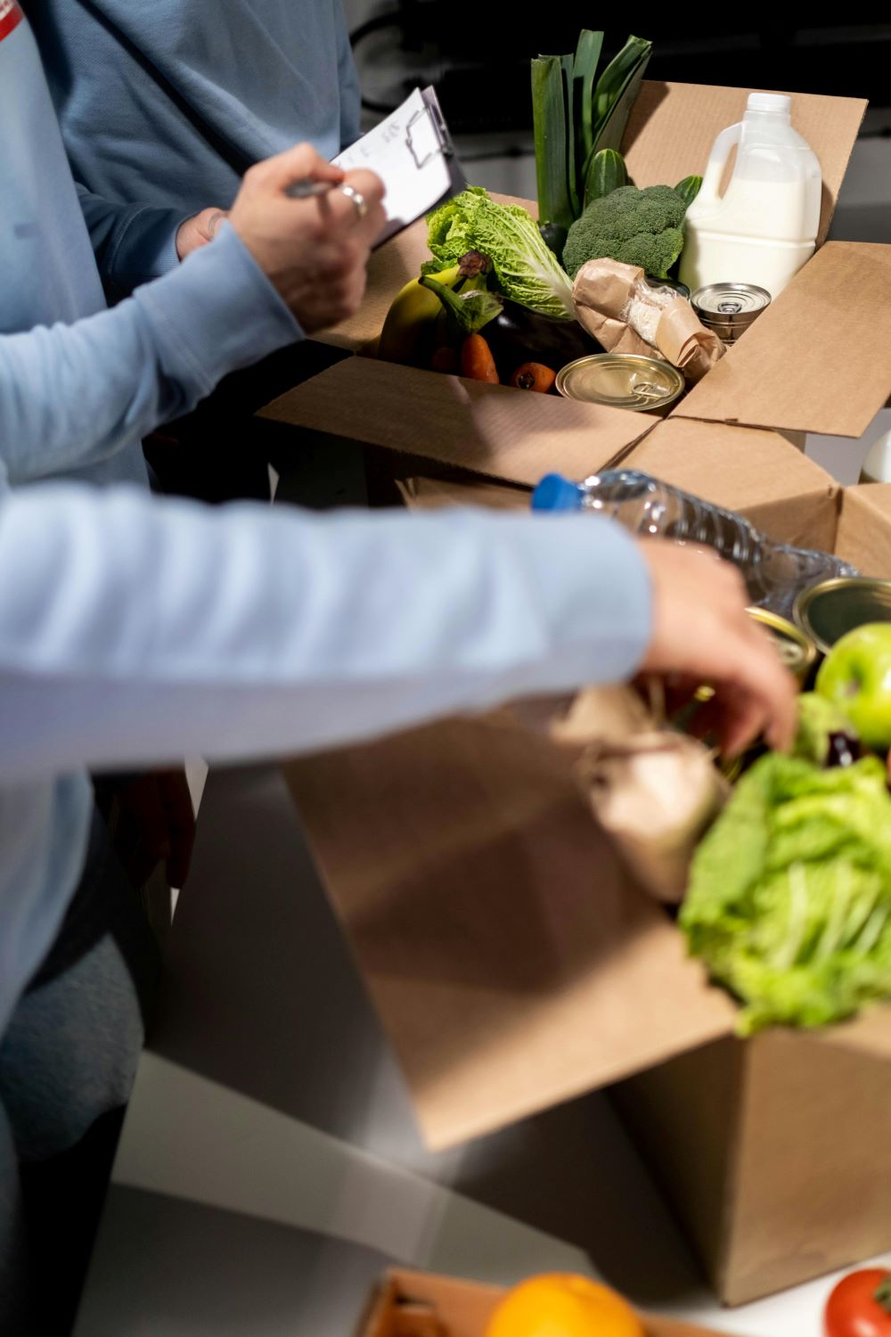 Boxes of food for donation