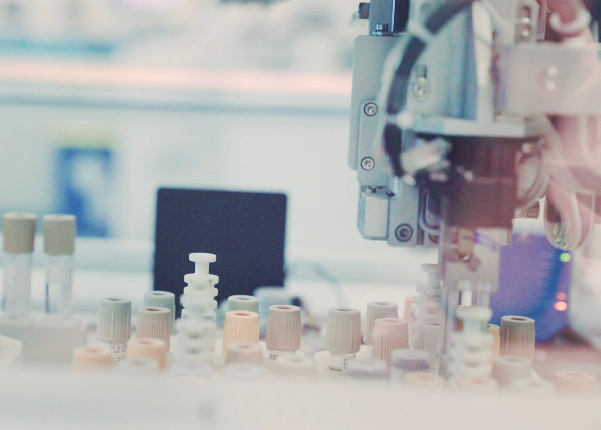 Samples being analyzed in machine