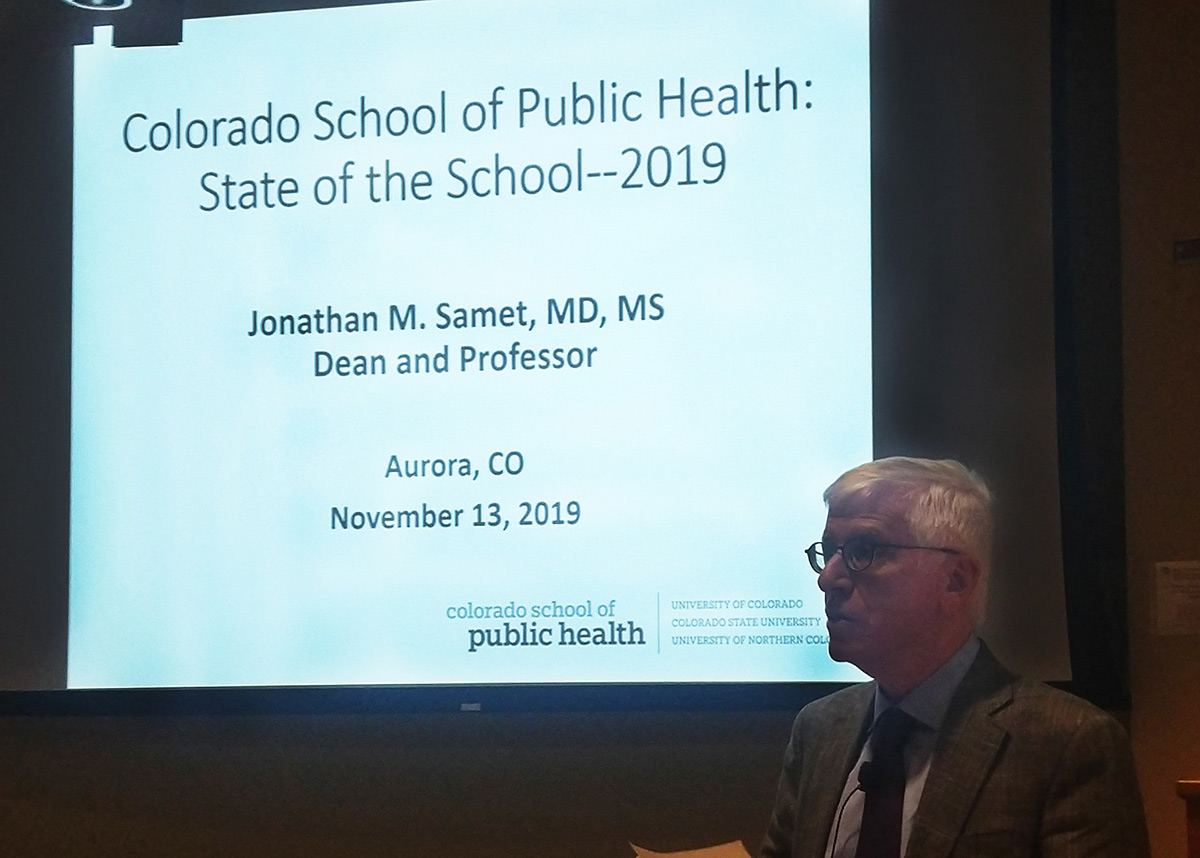 Dean Samet giving the 2019 State of the School address