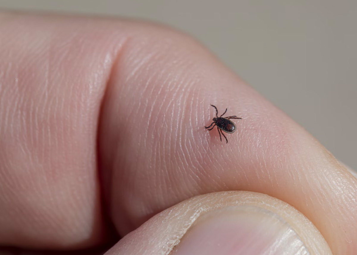 small tick on person's hand