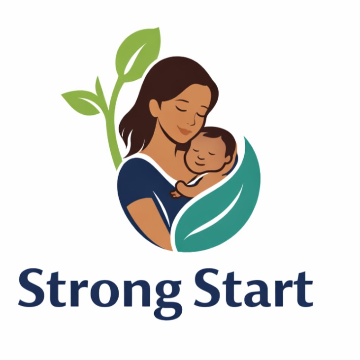 strong_start_mother_baby_logo. Mother holding baby graphic