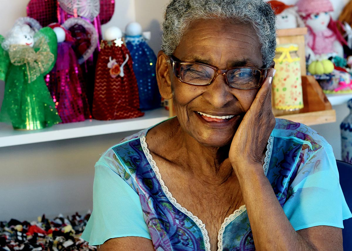 older adult woman smiling
