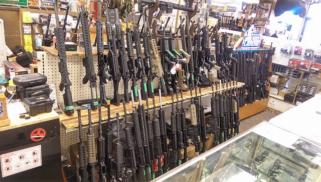 line of guns at gun shop